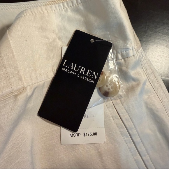 NWT Lauren Ralph Lauren ‘Women’s Shantung Wide-Leg Cargo Pants’ in Winter White - Picture 8 of 16